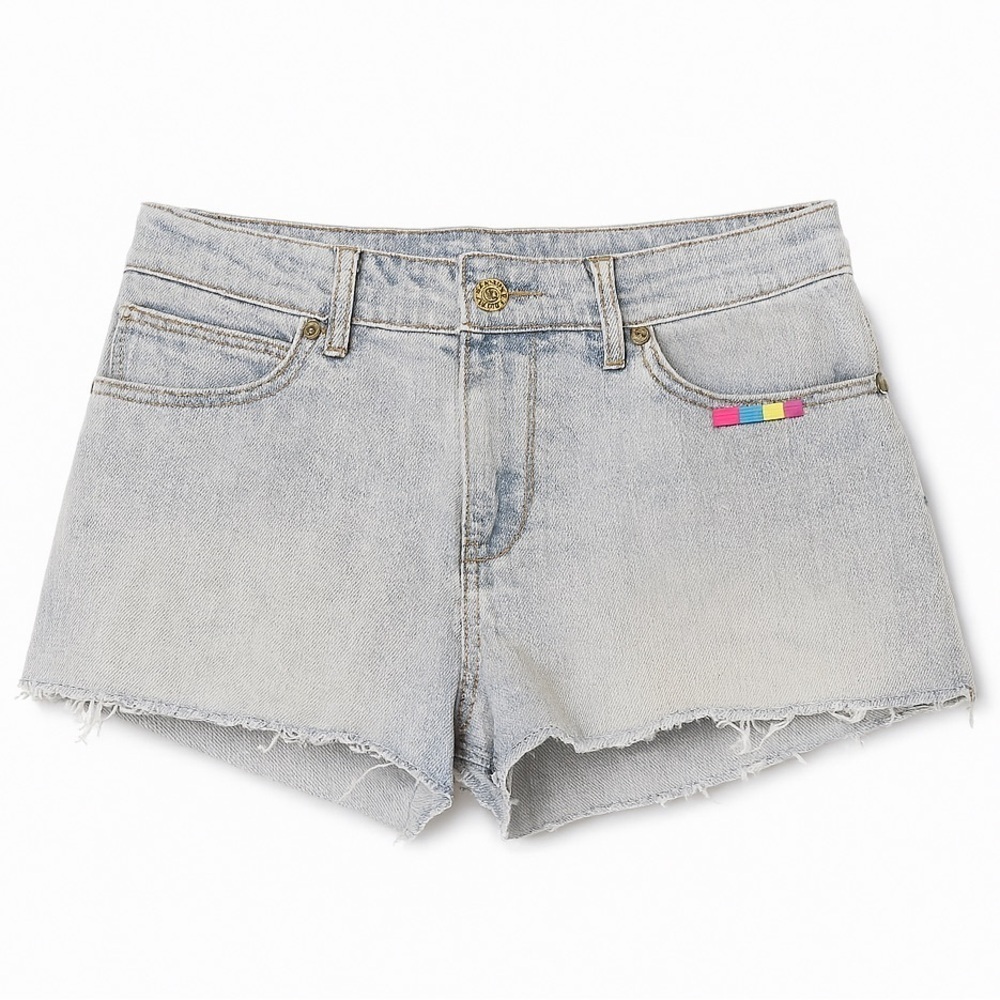 Levi’s Women’s Sz 5 Juniors Denim Cutoff Shorts Light Wash W Rainbow Embroidery